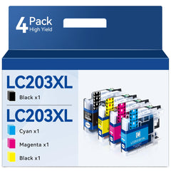 LC203 Ink Cartridge Replacement for Brother LC203 LC201 LC201XL LC203XL Ink Work for Brother MFC-J460DW J480DW J485DW J680DW J880DW J885DW MFC-J4320 J4620DW Printer, 4-Pack