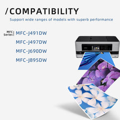 LC3013 Ink Cartridges BK/C/M/Y High Yeild Compatible for Brother Ink Cartridges MFC-J497DW MFC-J491DW MFC-J895DW MFC-J690DW, LC3013BK LC3011 LC3011BK LC3011 Ink Cartridges