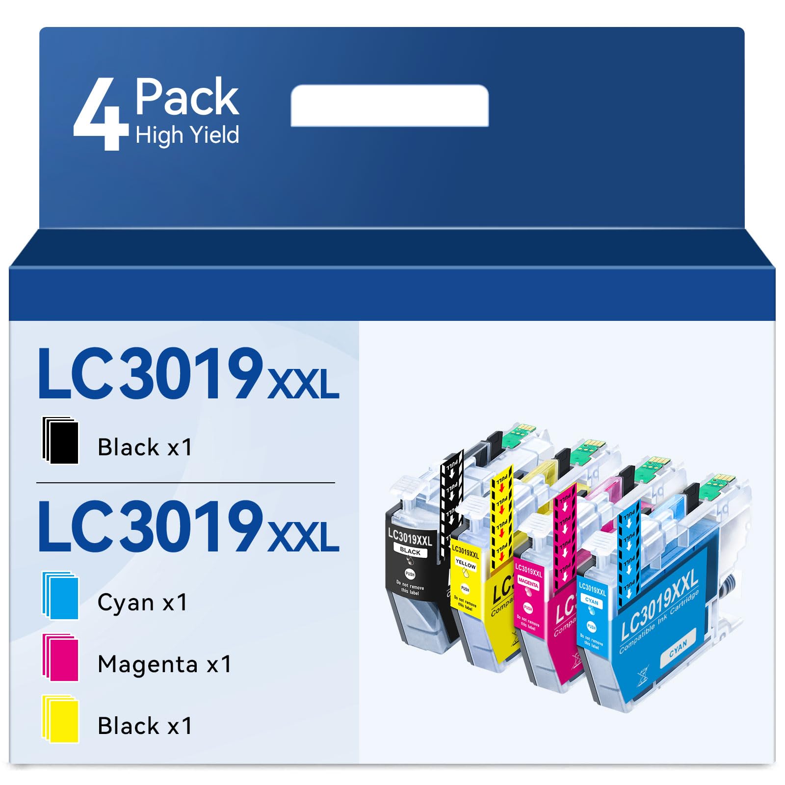 LC3019 LC3017 Super-High-Yield Ink Cartridges Compatible for Brother LC 3019 LC 3017 LC3019XXL Ink Cartridges use with Brother MFC-J6530DW MFC-J6730DW MFC-J6930DW MFC-J5330DW Printer 4PK